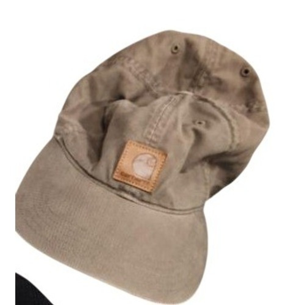 Carhartt Odessa Cap Light Brown Cotton Canvas Baseball Hat Leather Logo Patch